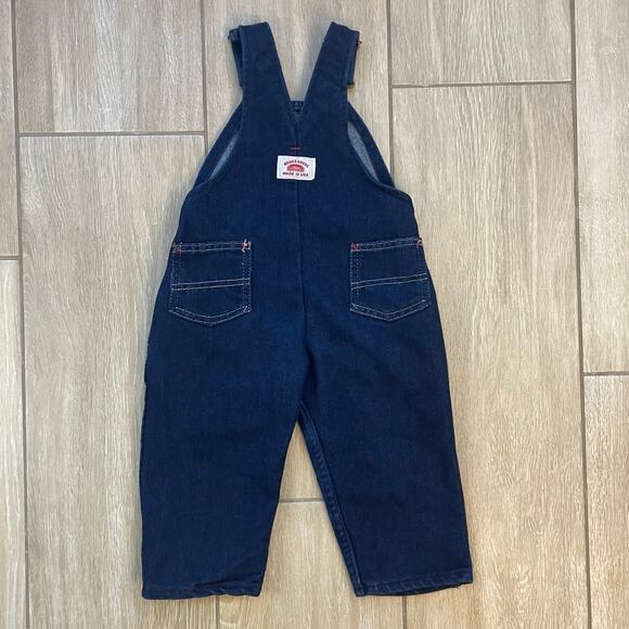 Vintage Round House USA Denim Overalls Kids 2T Blue Jeans Toddler Workwear 90s - Picture 2 of 8